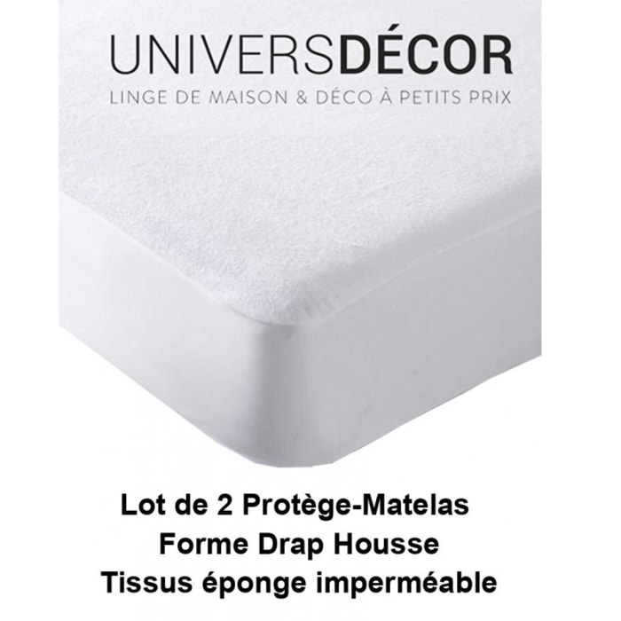 Lot de 2 Protèges matelas imperméable, absorbant et anti-acariens 140 x 190 cm