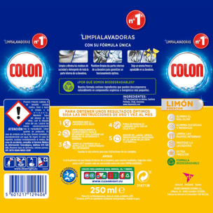 PACK LIMPIADOR LAVAVAJILLAS LIMÓN 250ML + LIMPIALAVADORAS COLON 250ML