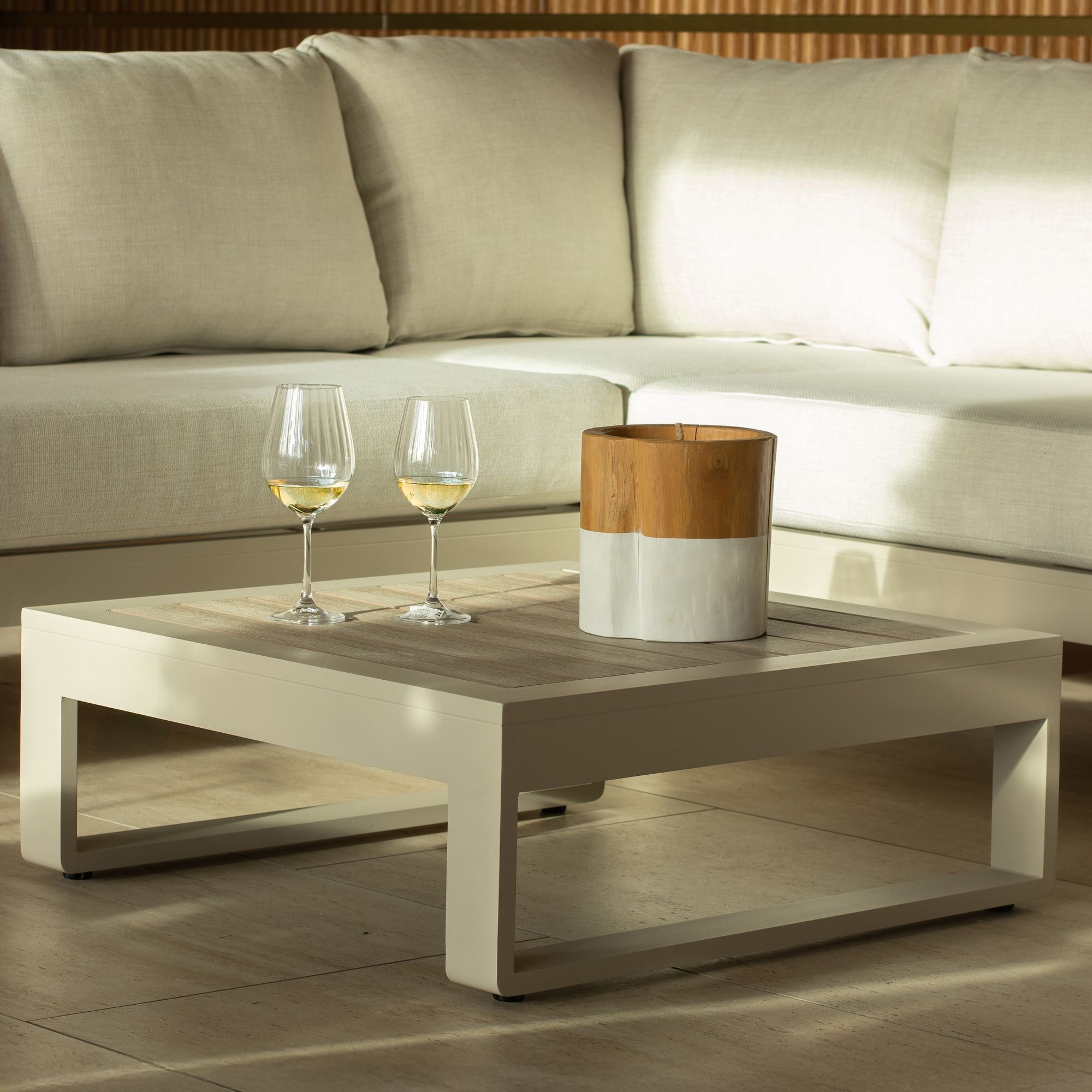 Salon de jardin 6 places en aluminium beige  RIVA BELLA