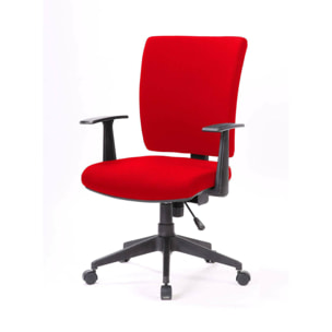 Sedia da ufficio Palmerston, Poltrona direzionale con braccioli, Seduta ergonomica da ufficio, 61x65h98/108 cm, Rosso