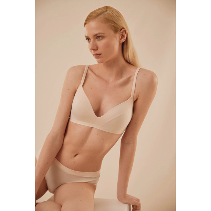 Reggiseno imbottito senza ferretto color avorio, coppe B e C