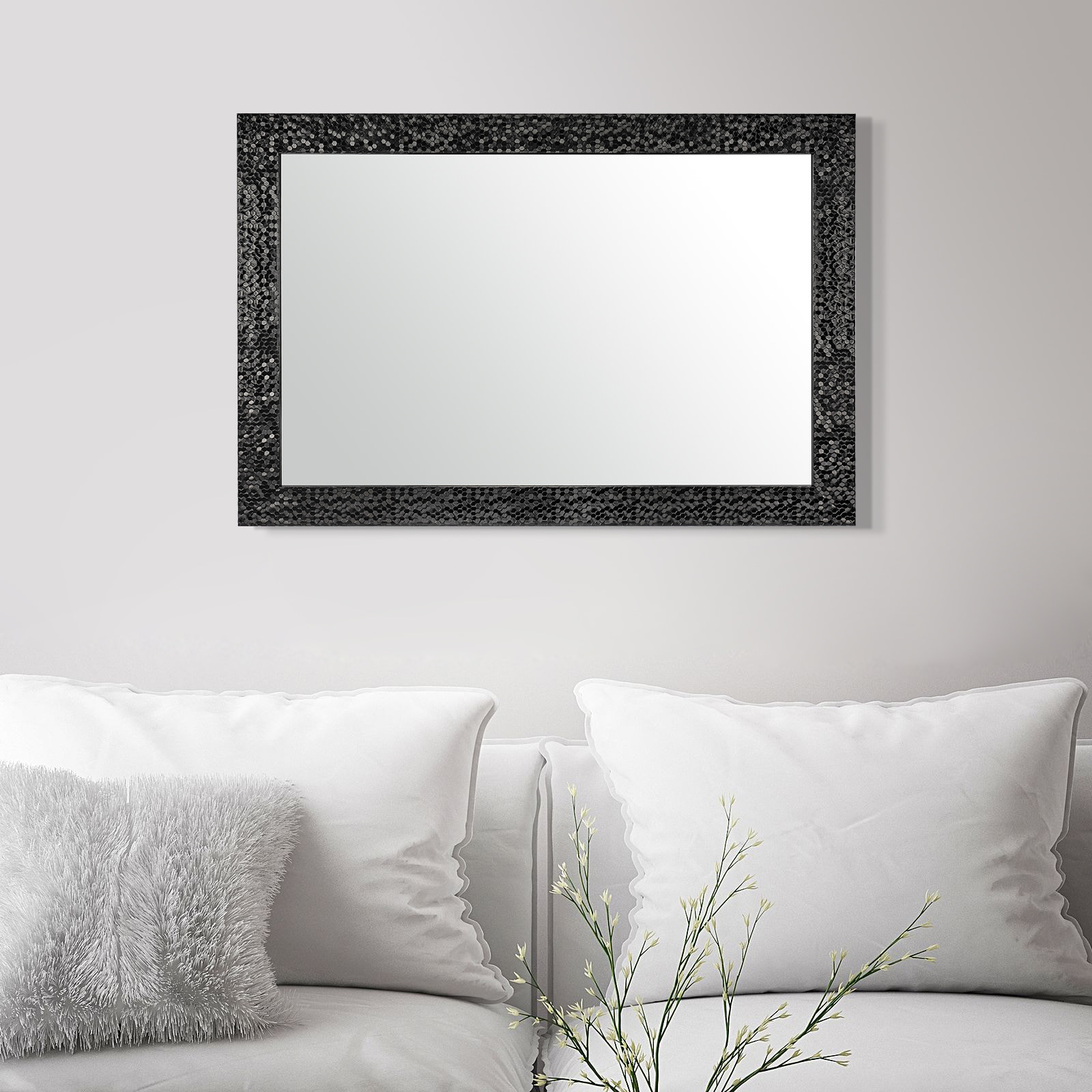 Espejo rectangular Confetti poliestireno negro 103x73x2 cm