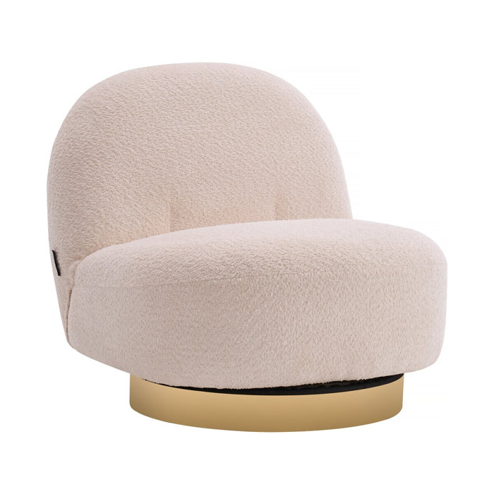 fauteuil bouclette pivotant "Churchill" - 76 x 80 x 74 cm - Blanc