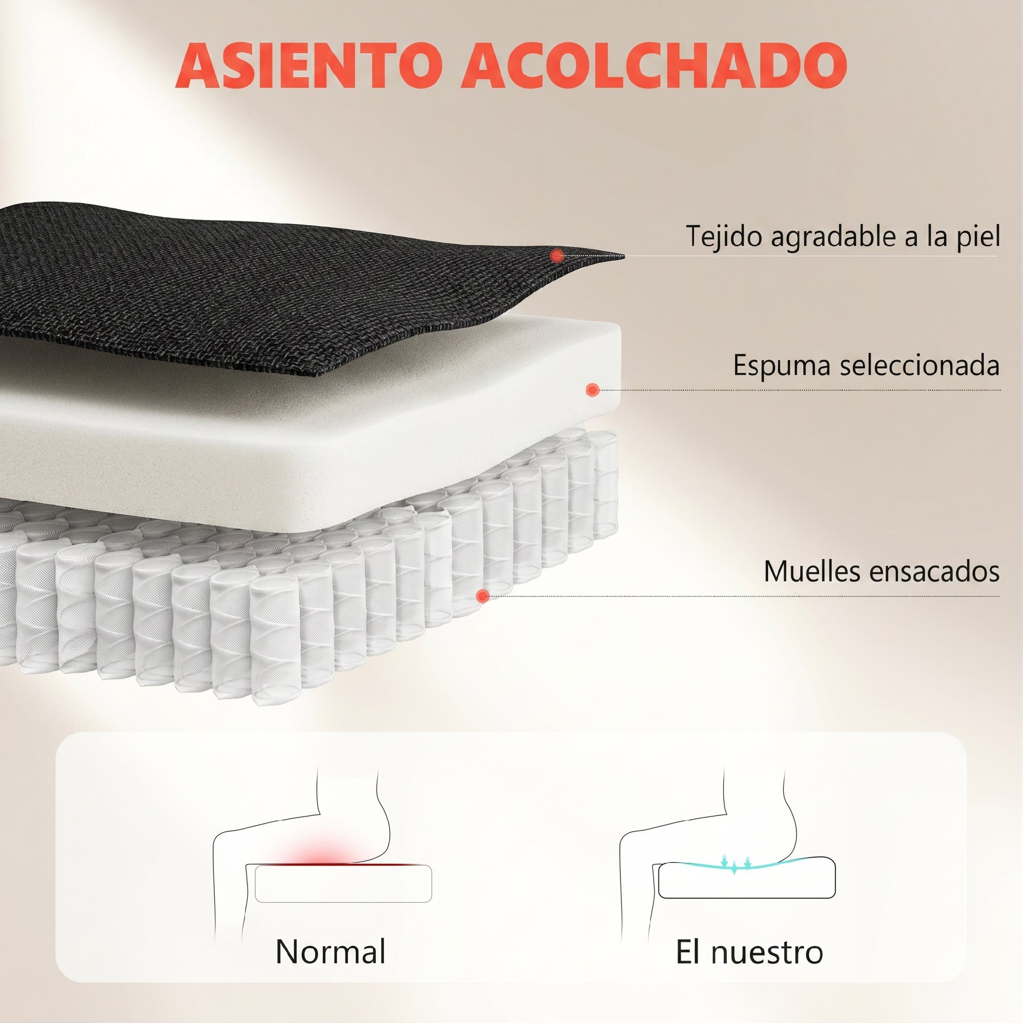 Silla de escritorio Ergonómica, Silla de Oficina con Respaldo Alto, Reposabrazos Abatibles, Asiento con Muelles, Altura Ajustable, Función Basculante, Tapizado en Terciopelo, Negro