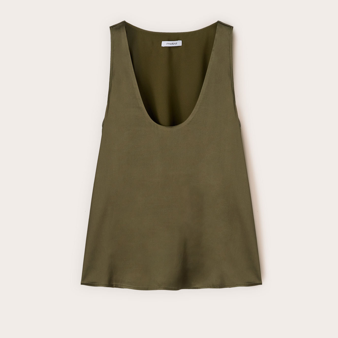 Motivi - Top in raso a spalla larga - Verde militare