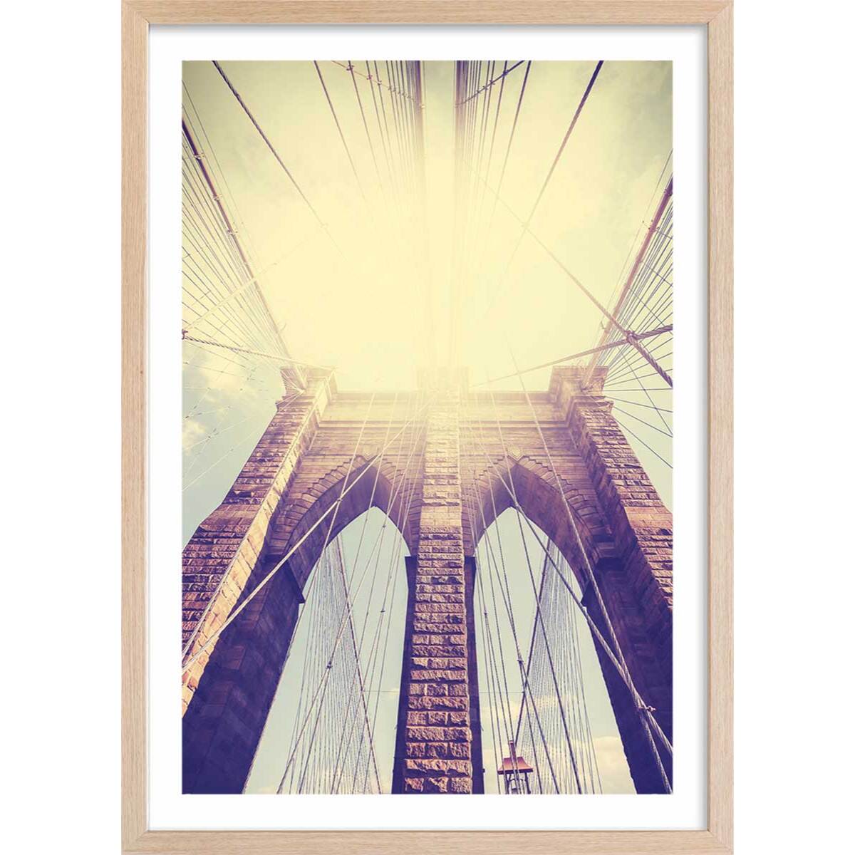 Affiche photo sunshine sur brooklyn Affiche + cadre en bois - Chêne