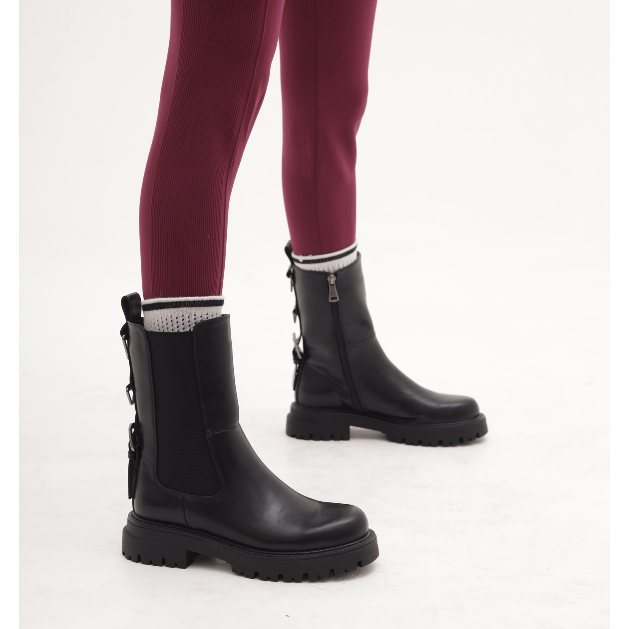 STIVALETTO ELASTICO E ZIP NERO