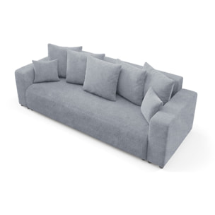 GLORIA - Canapé droit convertible 3 places en tissu gris foncé