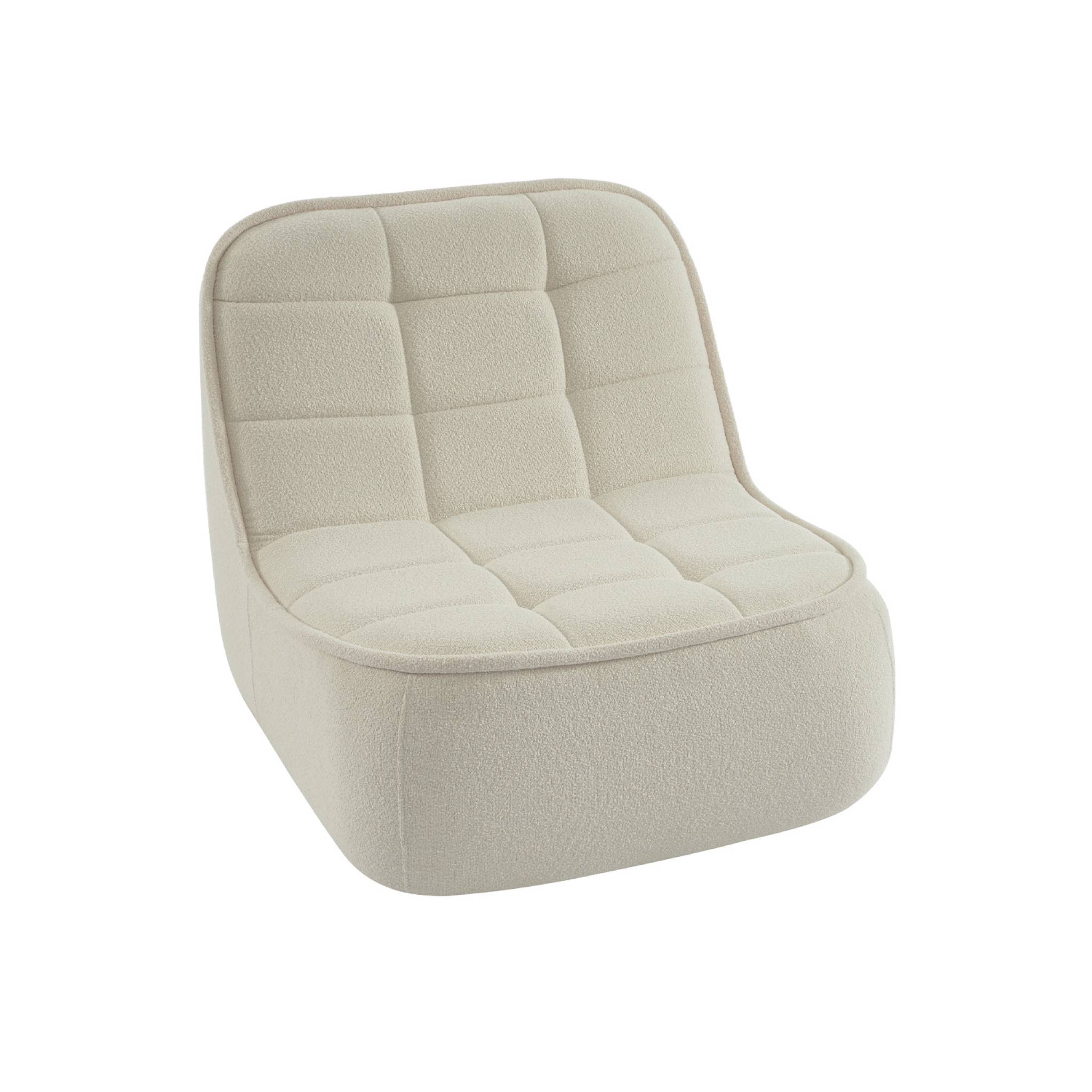 Chauffeuse bouclette texturée 1 place blanc cassé L 93 x P 104 x H 85cm - Boni
