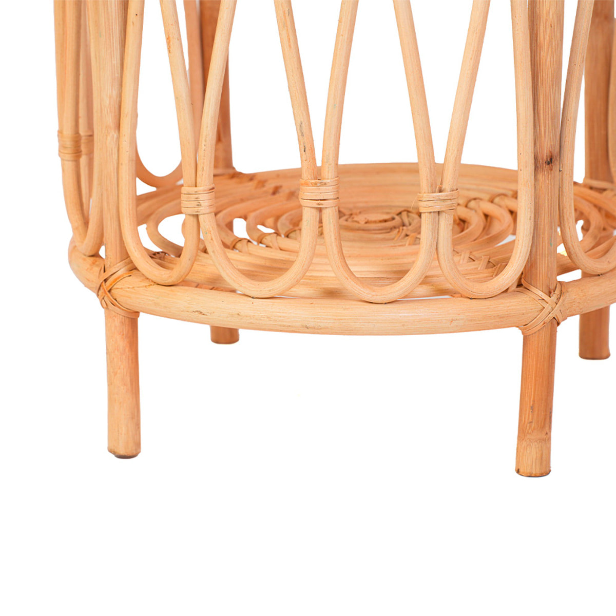 Table d'Appoint Rotin & Cannage Poggio, L.41 x H.51 cm, Style Bohème Naturel