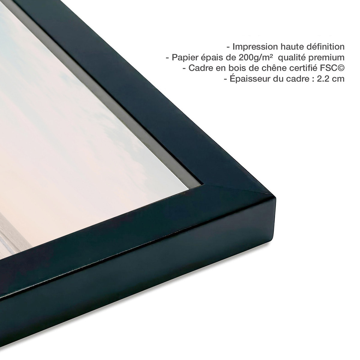 Affiche encadrée côte pacifique Affiche + cadre en bois - Noir
