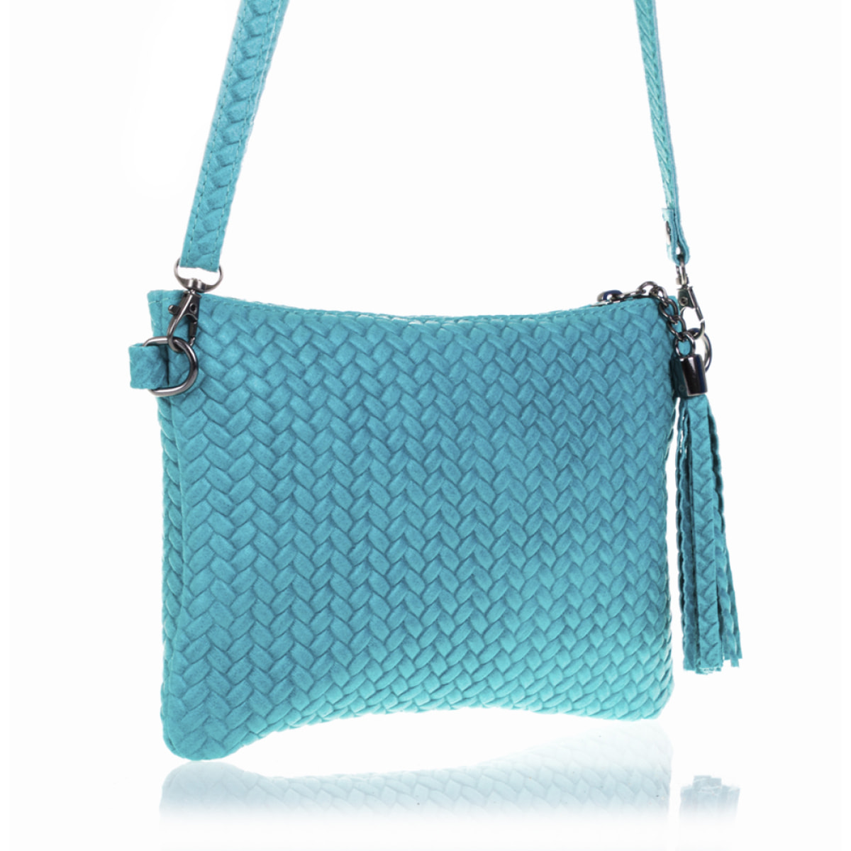 Oleggio Bolso bandolera Mujer.Piel auténtica Gamuza Grabado Espiga