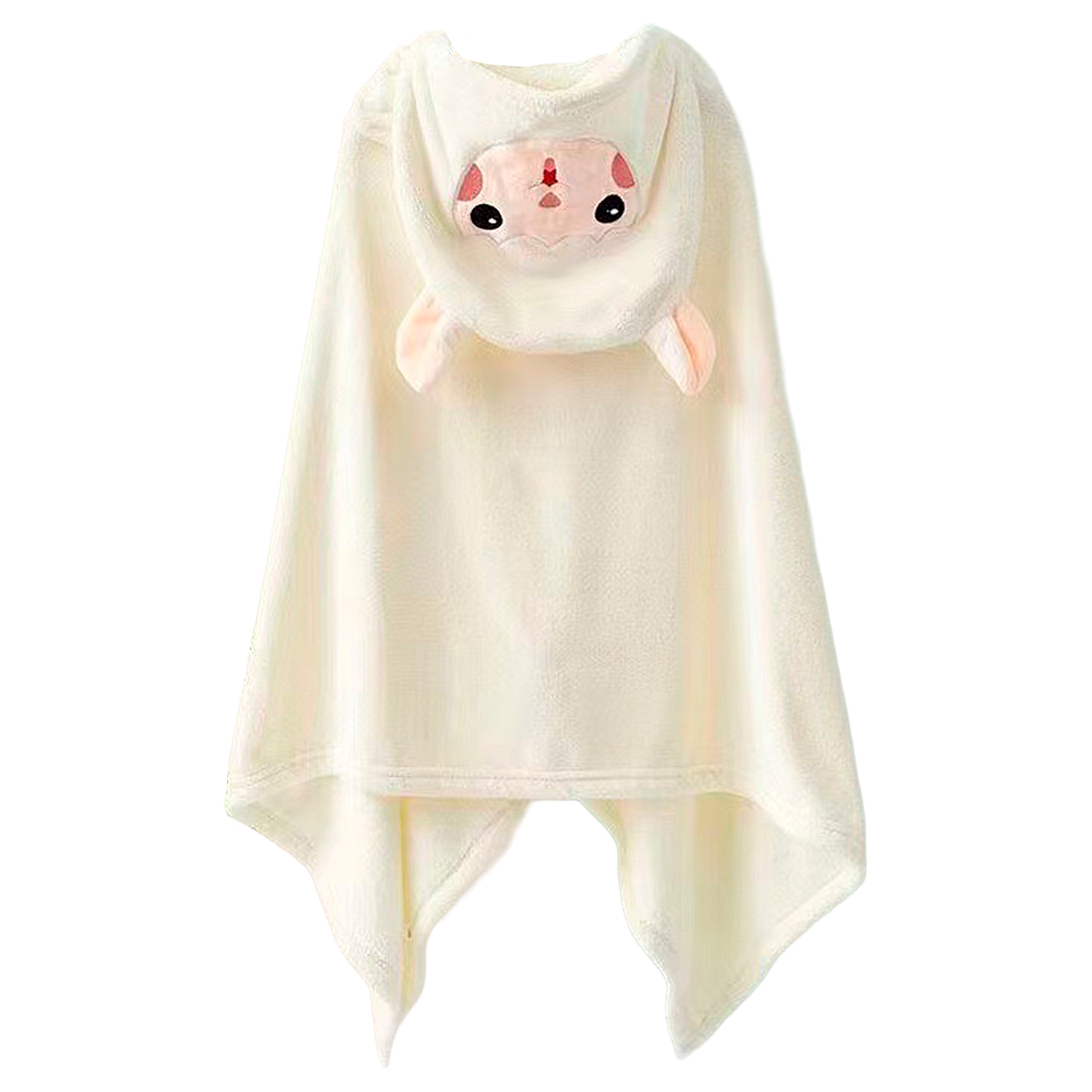 Bata manta infantil con capucha diseño ovejita blanca. 70x140 cm.