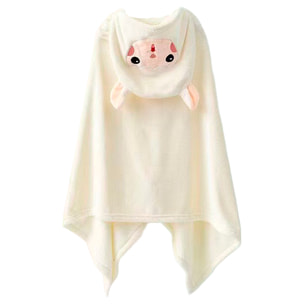 Bata manta infantil con capucha diseño ovejita blanca. 70x140 cm.