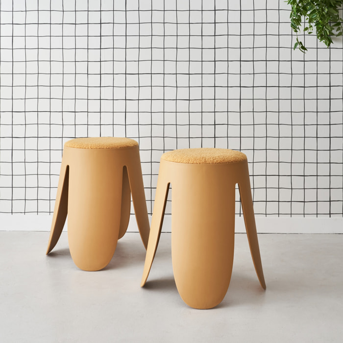 Tabouret empilable bouclette texturée (lot de 2) NIKI