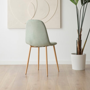 Pack de 4 chaises -tissu et bois-couleur bleu aigue-marine 44 x 88 x 51 cm