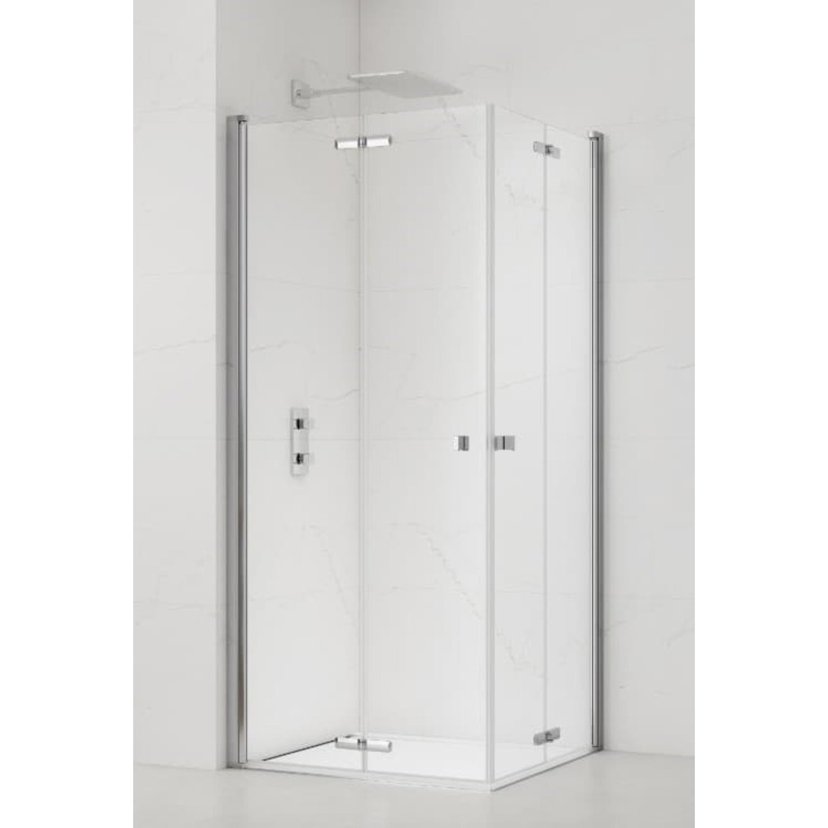 SAT SK Porte de douche acces en angle pliantes 80x80cm anticalcaire avec profilés chrome brillant (SATSK8080)