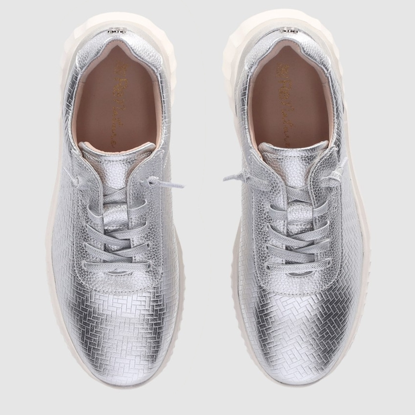 Zapatos de Piel - Plata - Tacón: Bajo