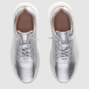 Zapatos de Piel - Plata - Tacón: Bajo
