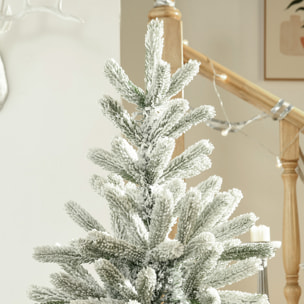 HOMCOM Árbol de Navidad Nevado Artificial 150 cm con 521 Ramas PVC y PE Base Plegable y Soporte de Metal Decoración Navideña para Interiores Ø90x150 cm Verde y Blanco