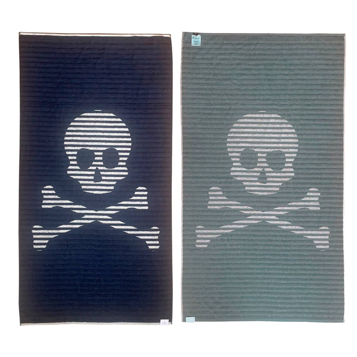 Juego de 2 toallas 90x180cm 100% algodón 500gsm beige + azul marino scalpers home