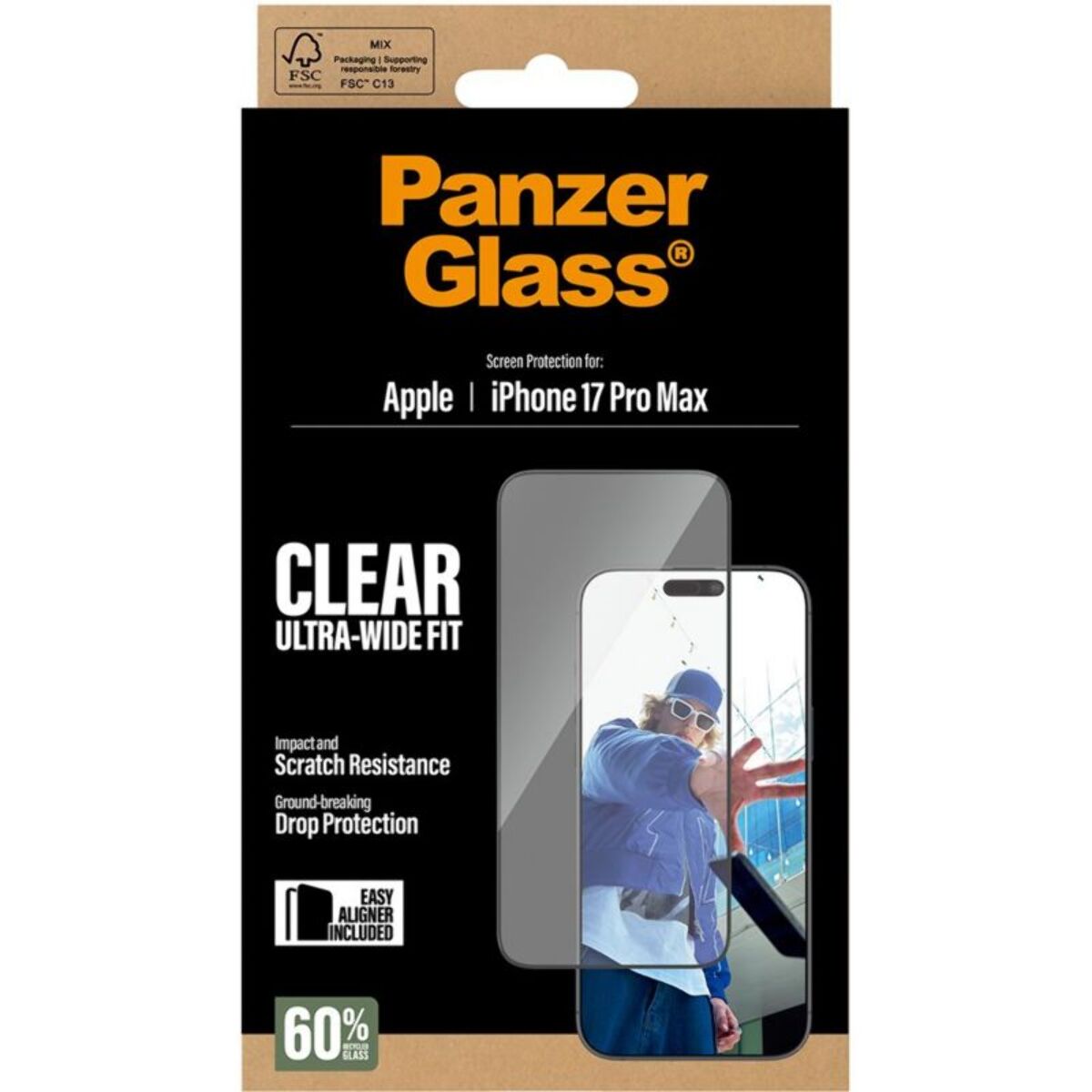 Protège écran PANZERGLASS iPhone 17 Pro Max verre trempé UWF