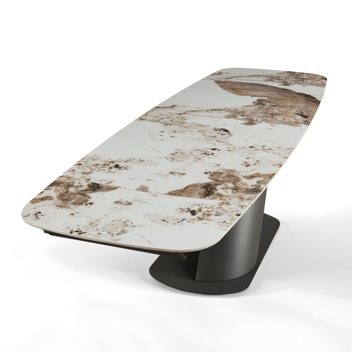 Table à manger extensible Tomasucci JAN, en céramique, marbre onyx, noir, 180/220/260 × 90 × 75 cm