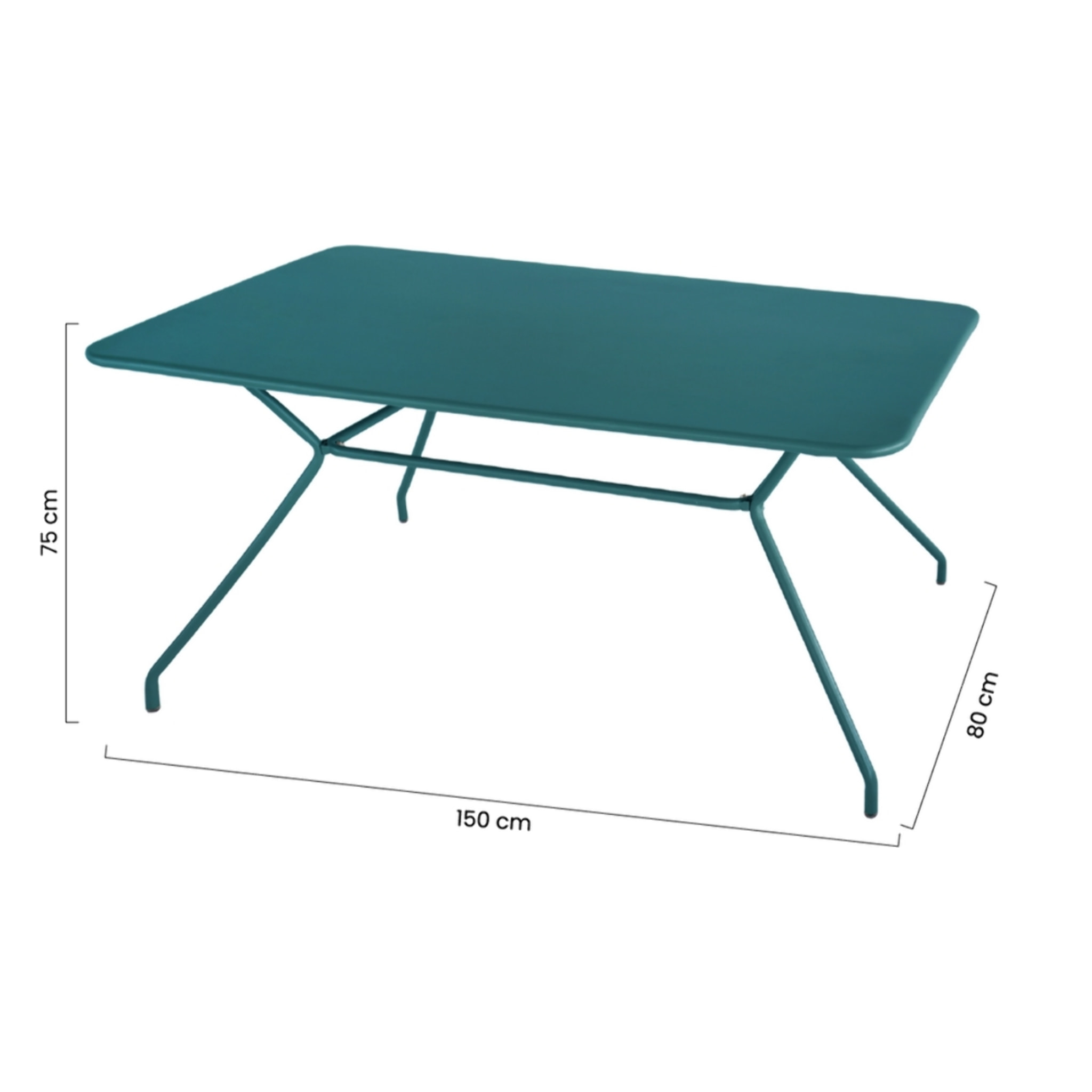 Tavolo da giardino 150x80 cm in metallo turchese - Cara