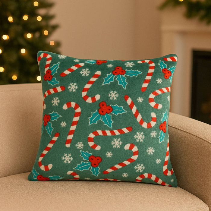 cojín 'isar' navideño de decoración acebo 40x40cm verde