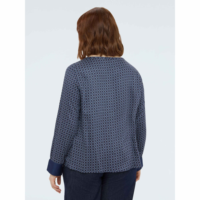 Fiorella Rubino - Blusa de raso con estampado geométrico - Azul