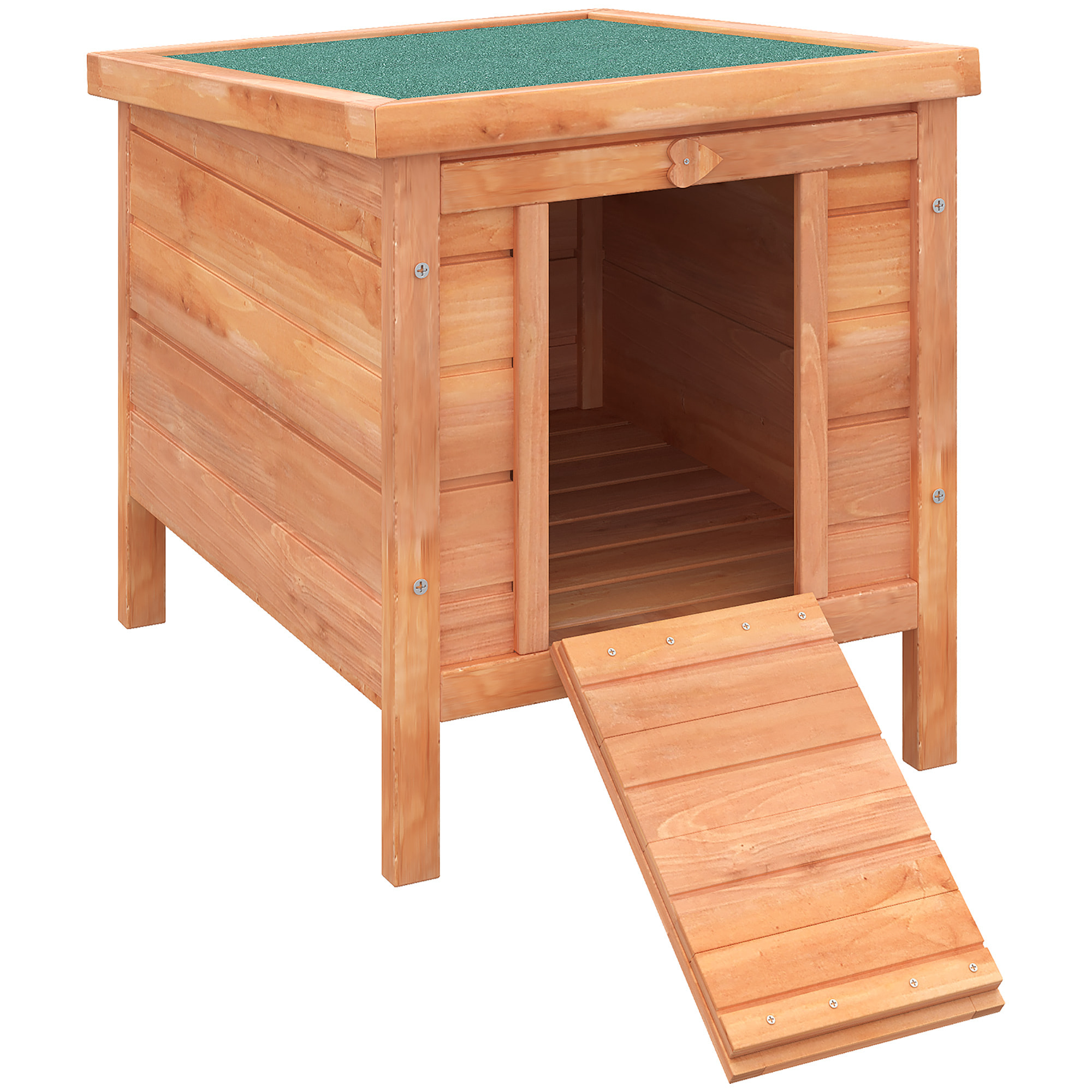 Clapier de sol niche enclos pour lapin porte rampe verrouillable 2 en 1 toit ouvrant bitumé bois sapin pré-huilé