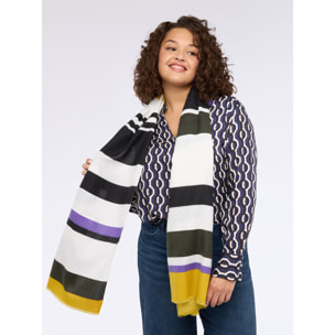 Fiorella Rubino - Sciarpa a righe con logo #livefree - Giallo