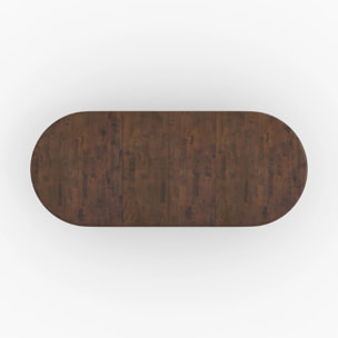 Table extensible en bois d'hévéa massif foncé 6 à 10 personnes - Oli