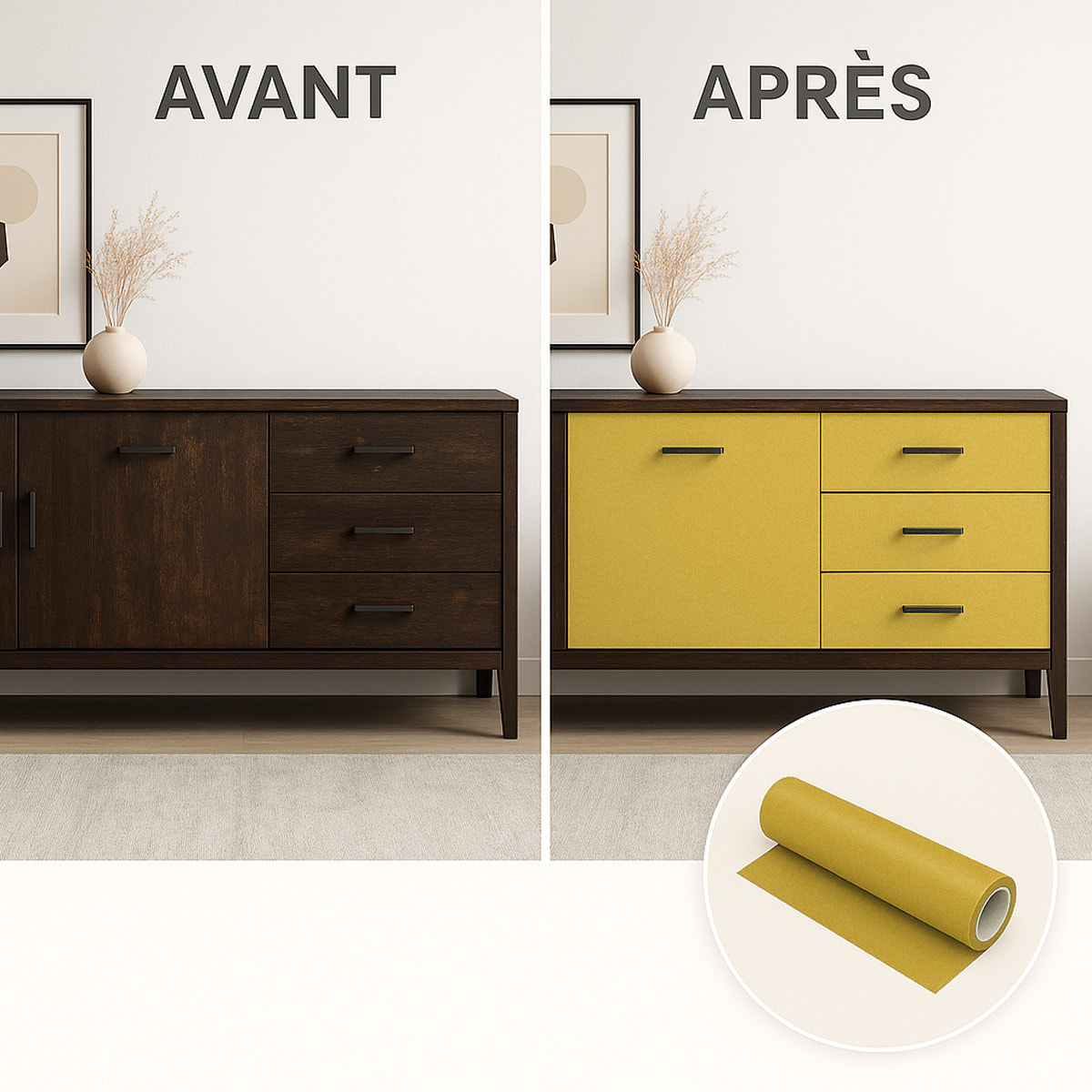 Rouleau adhésif décoratif Vinyle au Mètre - Or - Sticker Lavable Imperméable Mur Cuisine Meubles