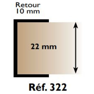 Profil chant 'U' 322 PRUNIER - 22 mm x 2.60 m - blanc - RIBP322