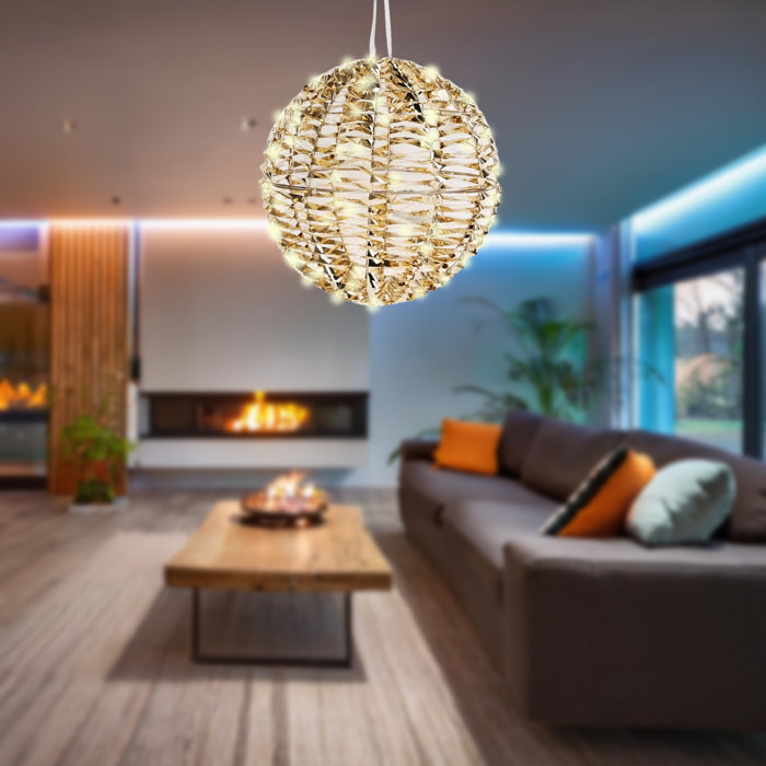 decoración en forma de bola luminosa color oro brillante con 720 luces micro led 40cm