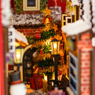 Invierno Navideño. Book Nook realista con gran detalle, cubierta y luces led.