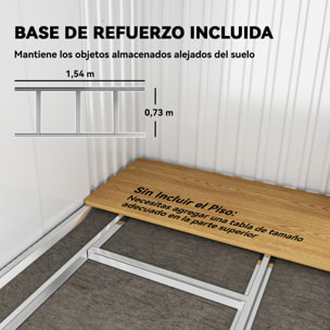 Cobertizo de Jardín Exterior, 2 m² 195x122x181,5 cm, Caseta de Jardín Exterior Metálica con Base SIN SUELO, 2 Puertas Correderas, Ventanas y Ganchos para Almacenamiento de Herramientas, Verde