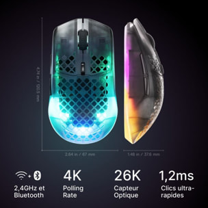 Souris Gamer Sans Fil STEELSERIES Aerox 3 WL Gen 2 - Shadow