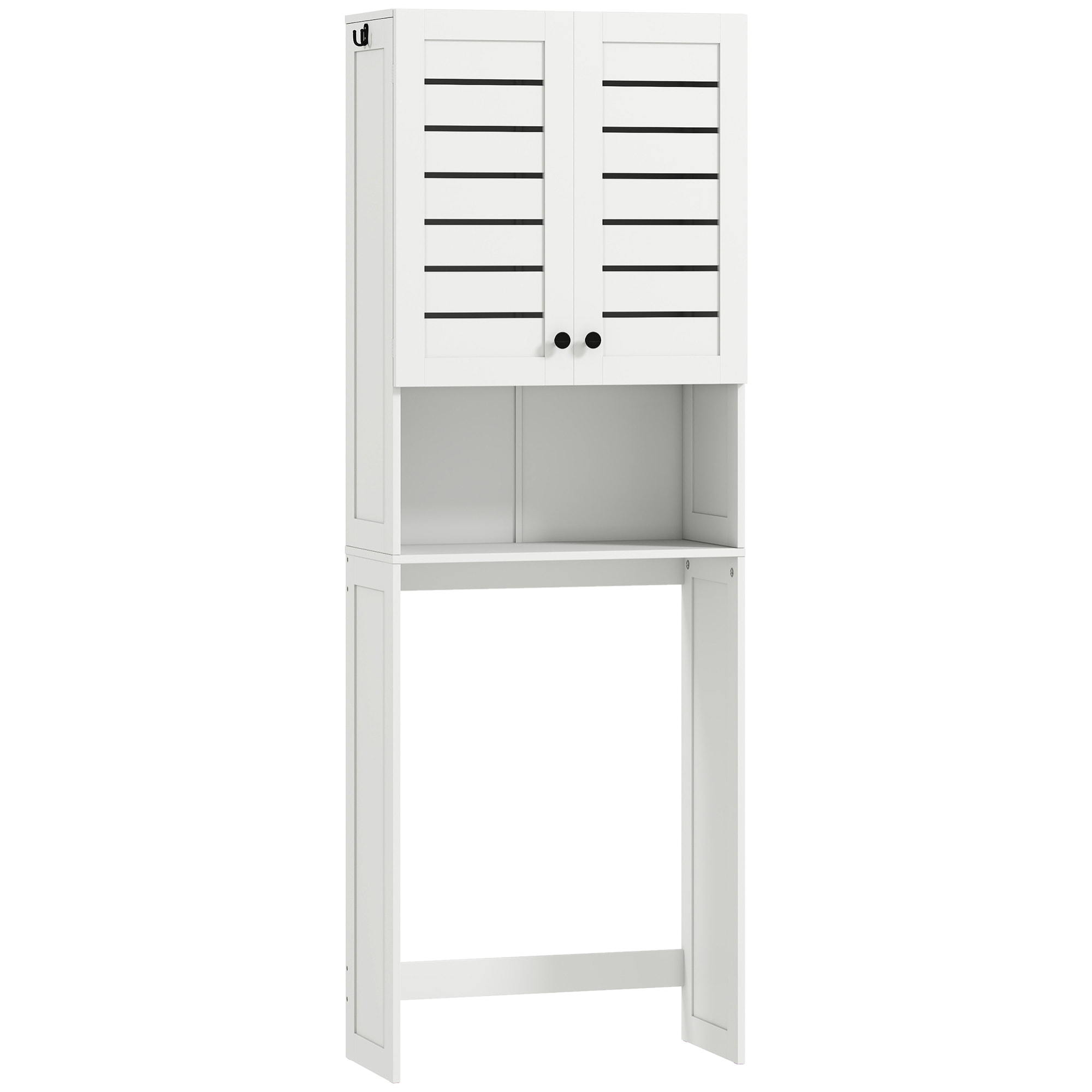 Meuble WC meuble dessus toilettes style classique chic 2 portes étagère niche blanc