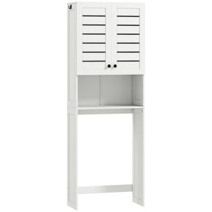 Meuble WC meuble dessus toilettes style classique chic 2 portes étagère niche blanc