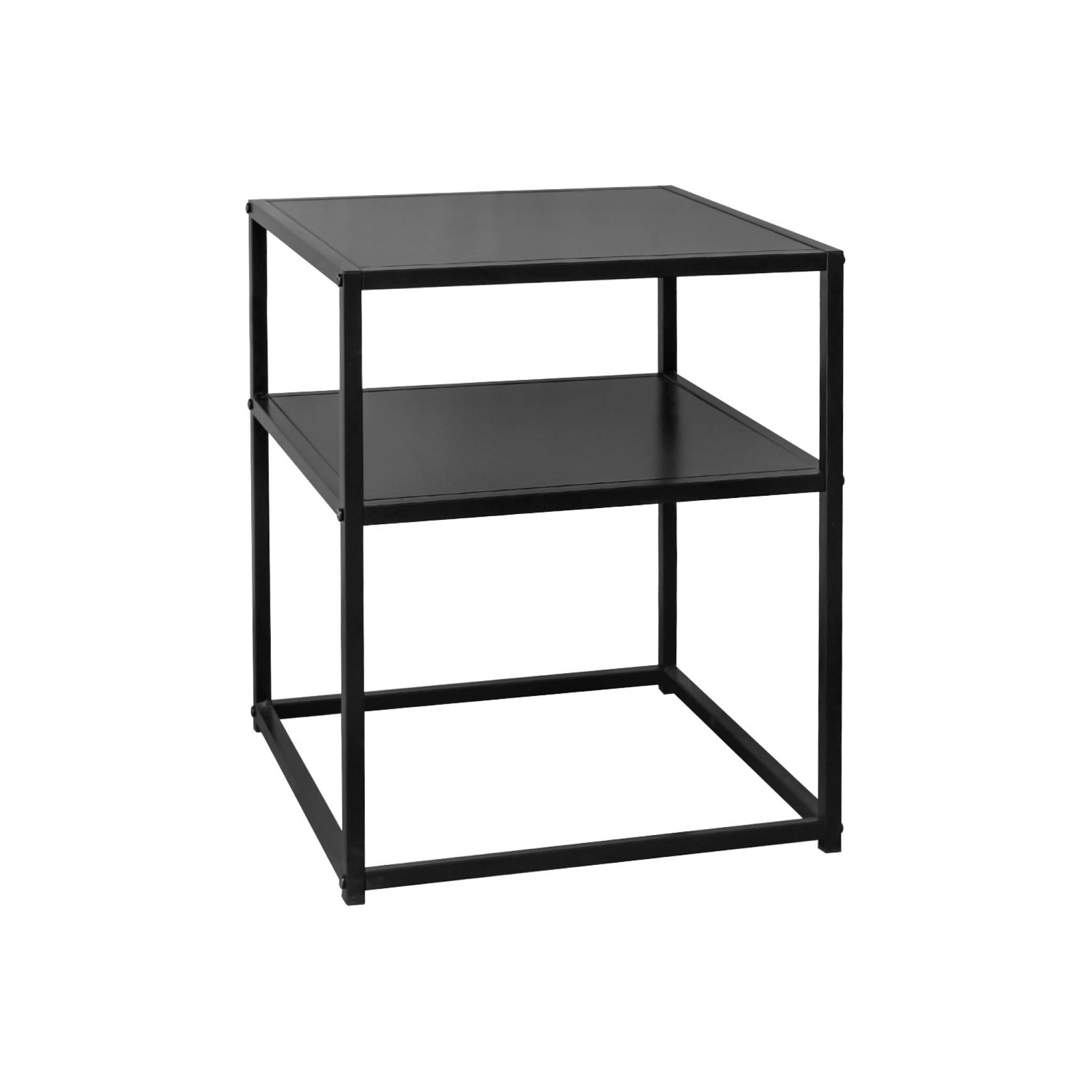 Lot de 2 Tables de chevet en métal noir. 1 étagère. INDUSTRIELLE L 43 x l 40 x H 52cm