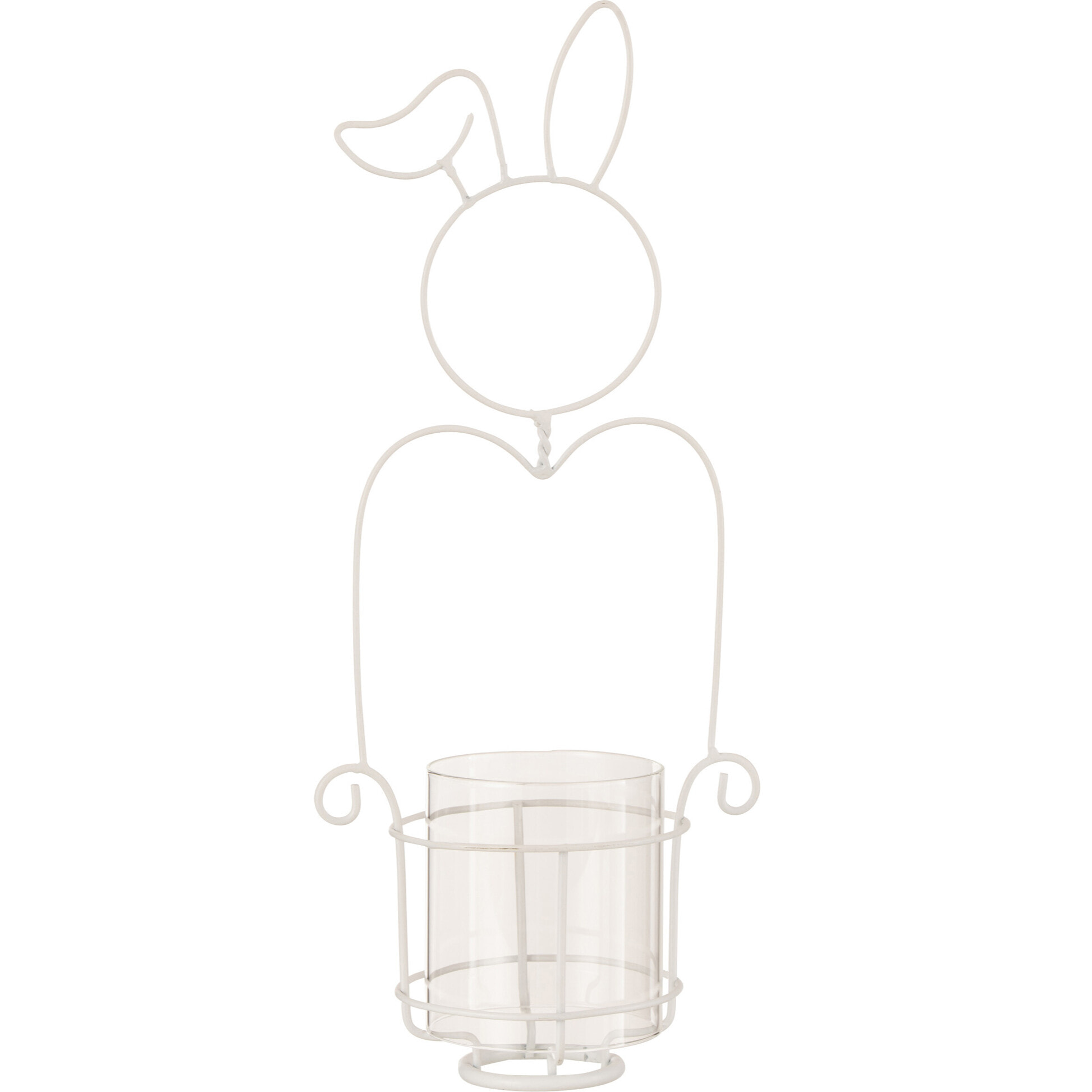 J-Line photophore Lapin - métal/verre - blanc - small