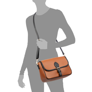 Barbianello bolso bandolera mujer. Piel auténtica Dollaro bitono.