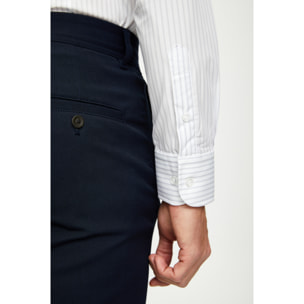 Camicia Uomo 1 Bottone Italiano Slim Cotone Riga Media Grigio/Bianco