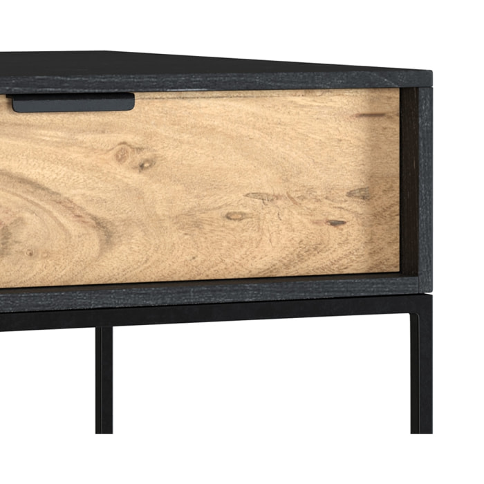 Table de chevet 1 tiroir en bois d'acacia et métal noir - Jakson