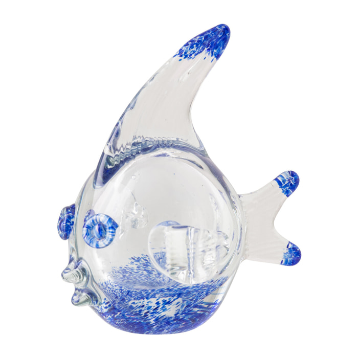 J-Line Presse-papier Fish - verre - bleu/transparent