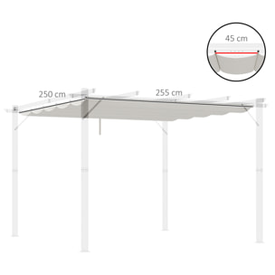 Cubierta de Pérgola Retráctil 2,5x2,55 m Toldo con 10 Orificios de Drenaje Crema