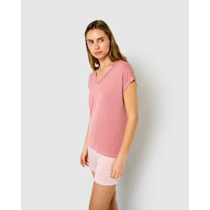Pijama corto viscosa dune rosa