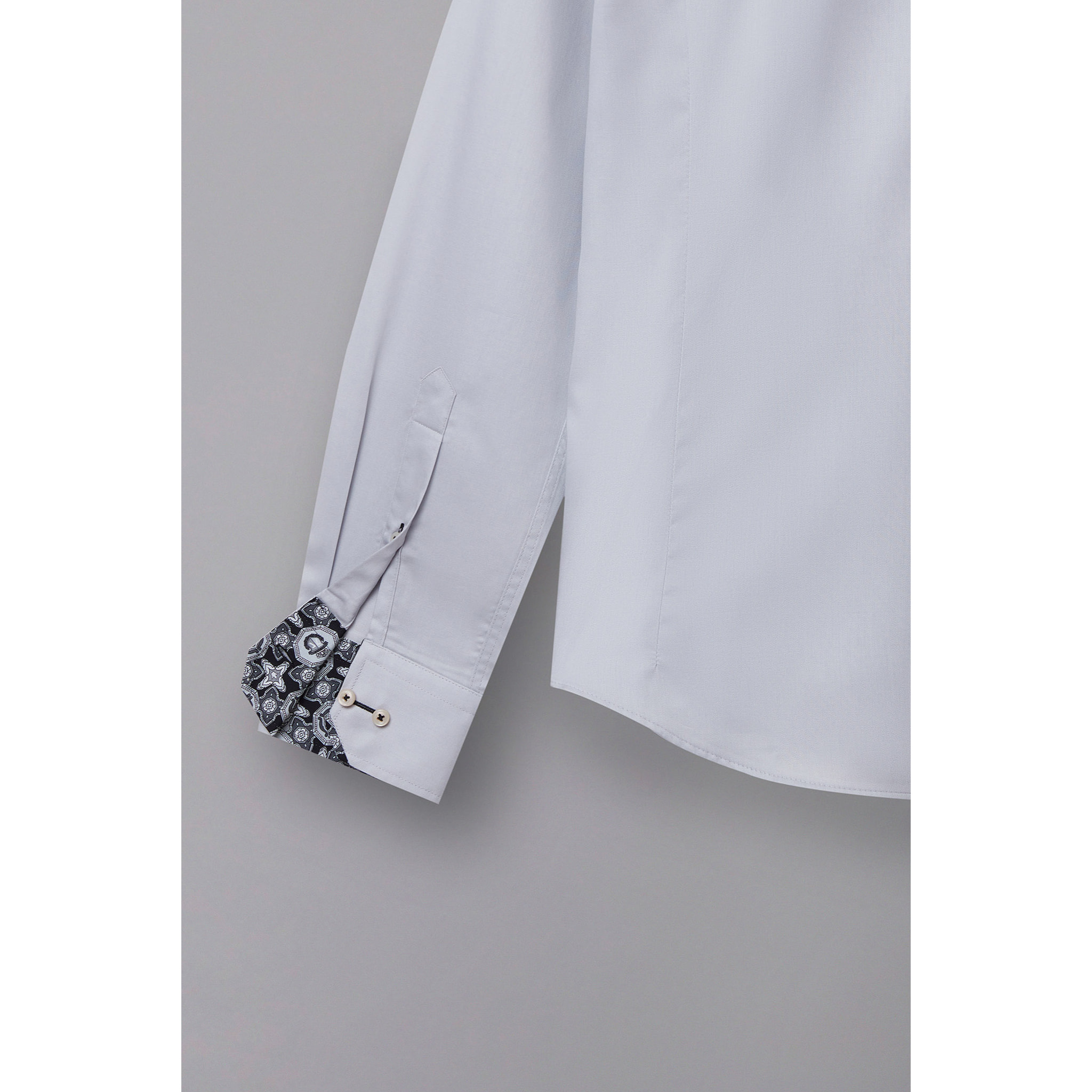 Camicia Uomo 1 Bottone Button Down Slim Satin Unito Grigio
